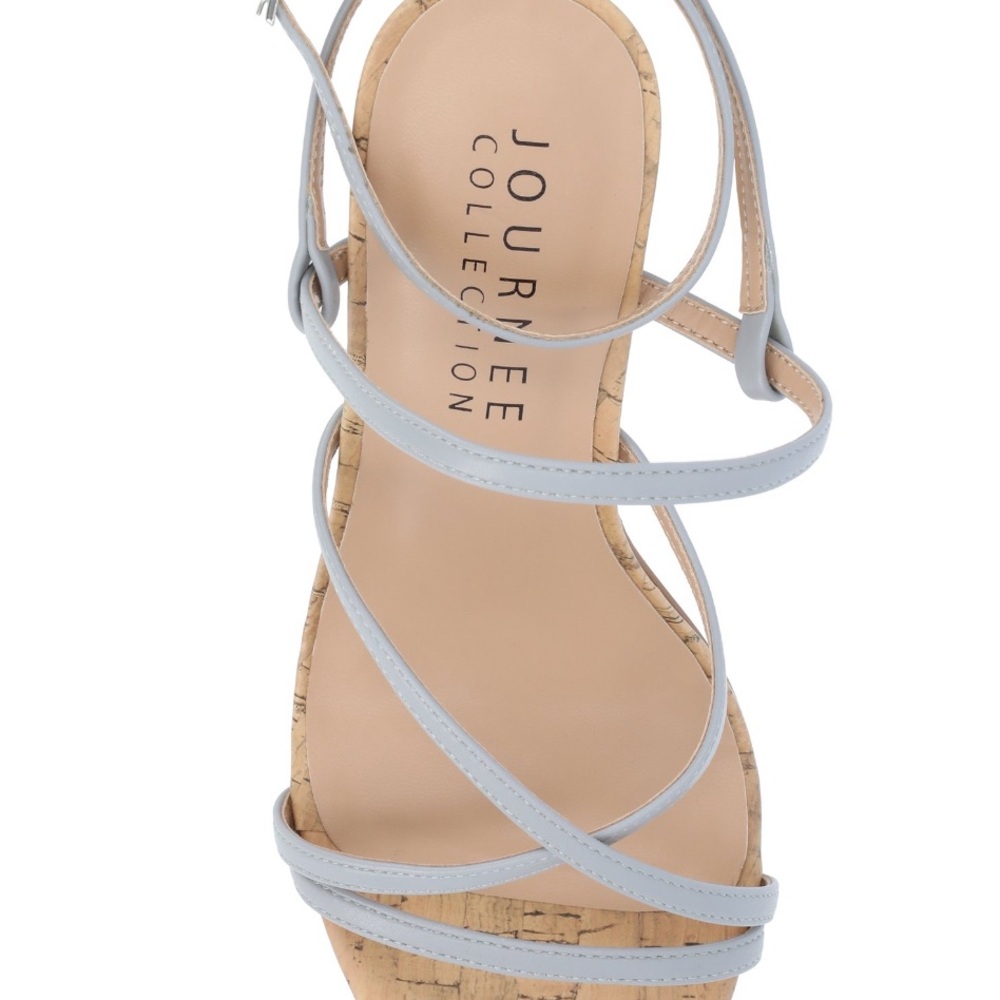 Journee Collection Women's Light Gray Strappy Heels - Picture 3 of 5
